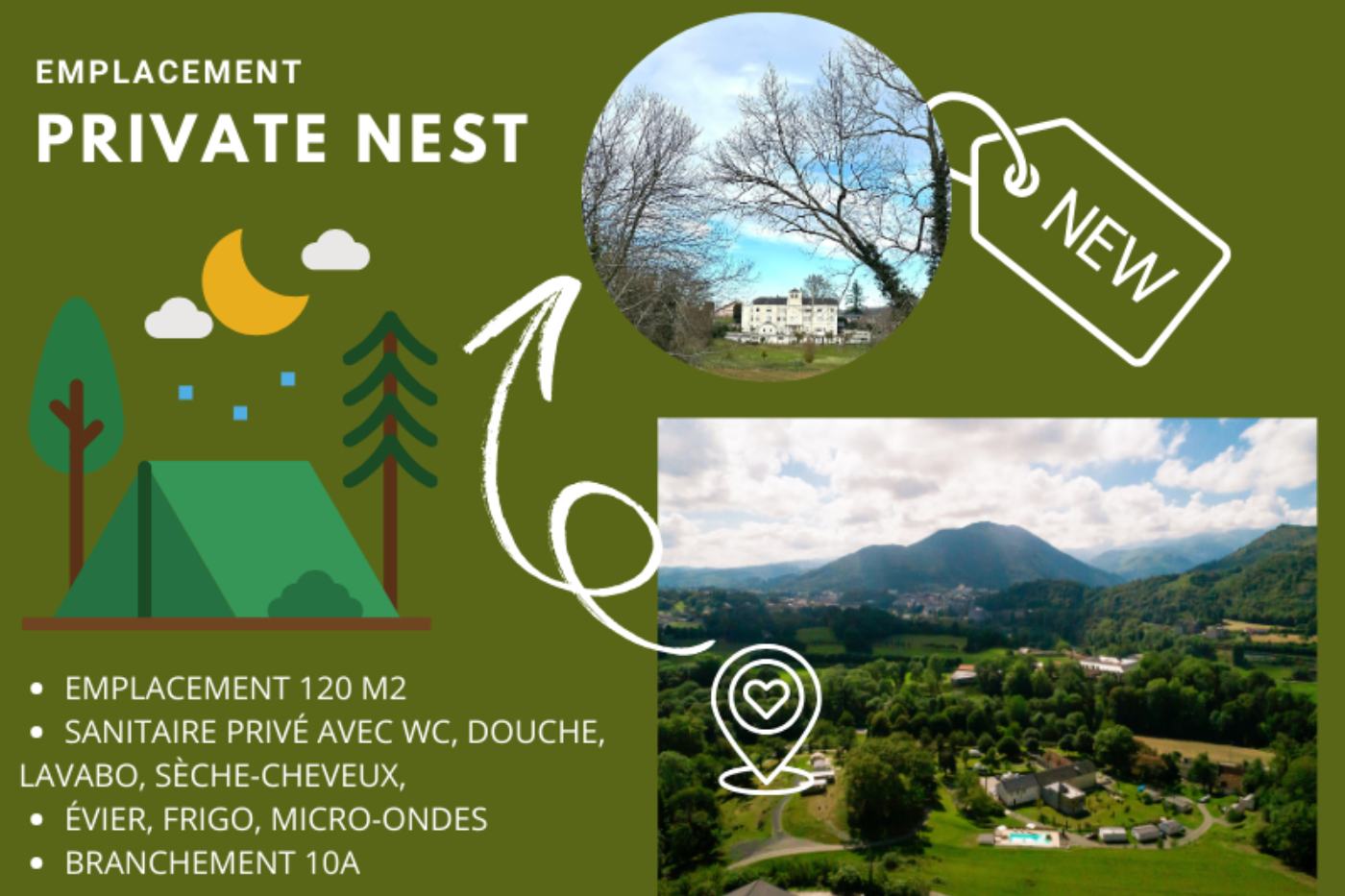 Emplacement Private Nest Camping D'Arrouach